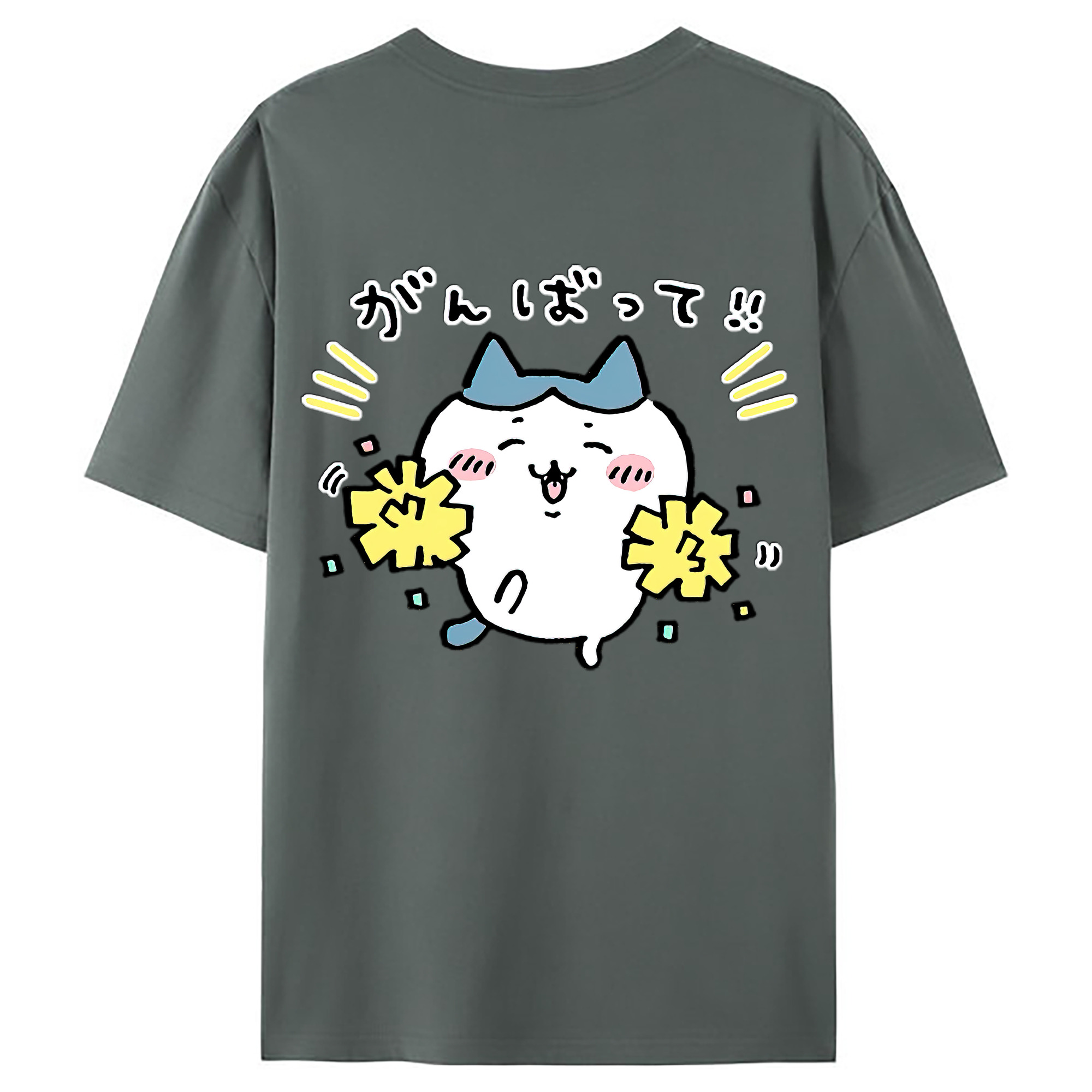 （画像用） ちいかわ ハチワレ Chii-kawa hachiware 綿100％ メンズ半袖Tシャツ（バックプリント） 通気性